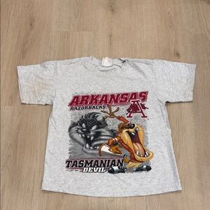 Vintage Arkansas Razorbacks 10-12 Tasmanian Devil Kids Gray T-Shirt